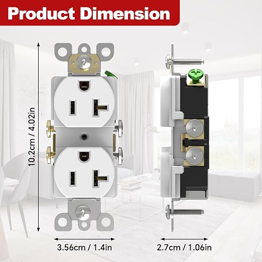ThunderWay Duplex Electrical Receptacle Outlets, 20Amp 125V Heavy-Duty Wall - Image 3