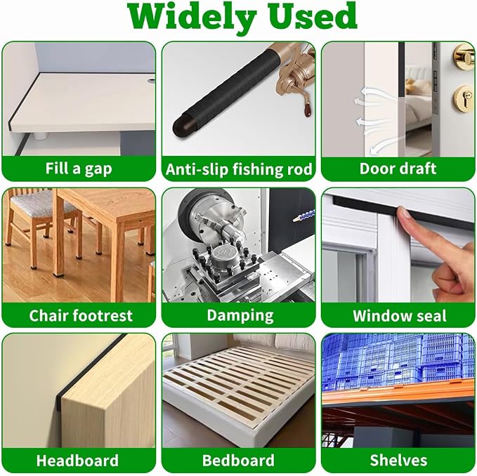 Strong Adhesive Door Weather Stripping, 1/2Inch Wide X 1/8 Inch Thick, Foam - Image 5