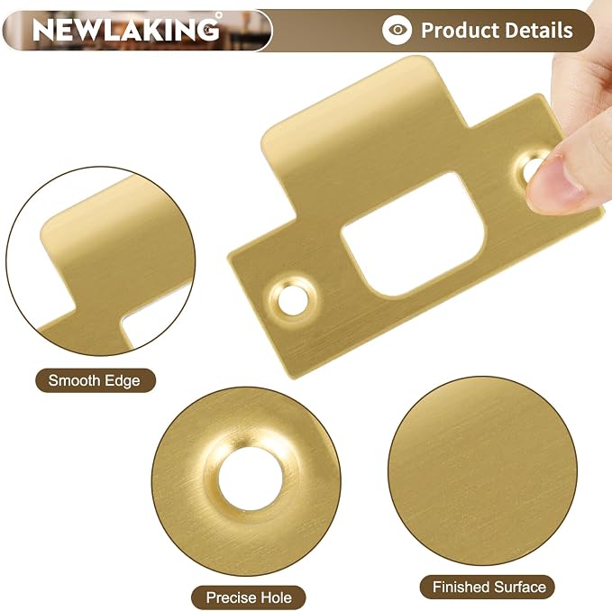 T-Shape Door Strike Plate, Satin Brass, 2-1/8'' Hole Spacing | Door Frame - Image 4