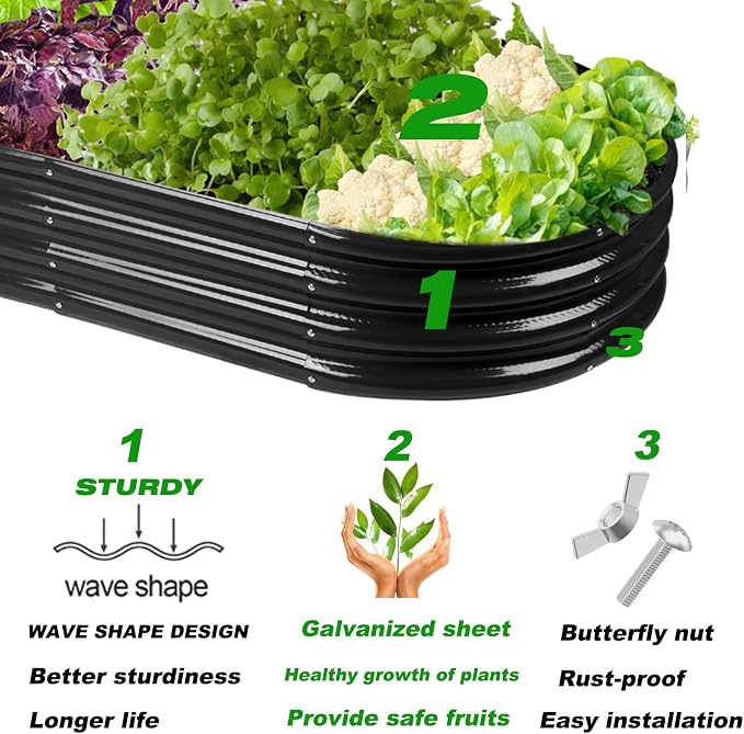 Rakukiri Raised Garden Bed GRS Certified Galvanized Planter Box Outdoor - Image 5