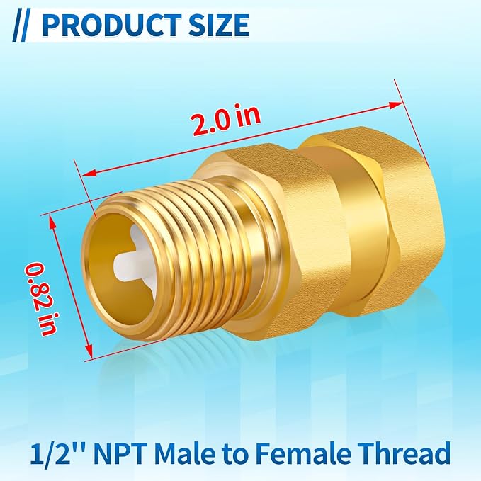 1/2'' NPT Lead-Free Brass RV Camper Water Heater Check Valve, Male-Female | RV - Image 2