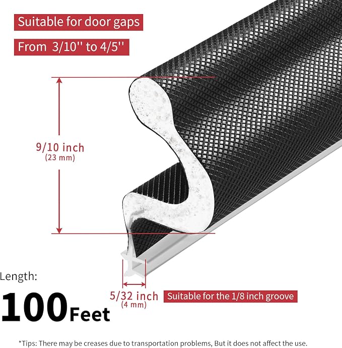 100 Feet Kerf Door Weather Stripping Door Seal, Long Reach V-Shaped Door Seal - Image 6
