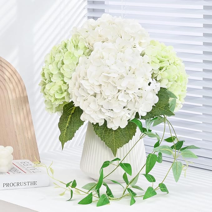 4Pcs 21in Hydrangea Artificial Flowers, Latex Real Touch Hydrangeas | Lifelike - Image 8
