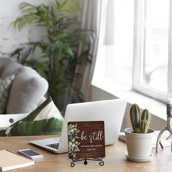 Inspirational Christian Desk Decor, Be Still And Know That I Am God Rutsic Sign - Image 5
