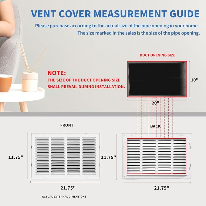 20x10 Return Air Grille, Return Air Vent Cover - Image 4
