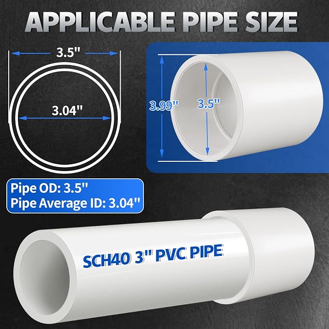 2Pcs White 3 inch PVC Coupling, Socket x Socket, Furniture Build Grade Sch40 - Image 4