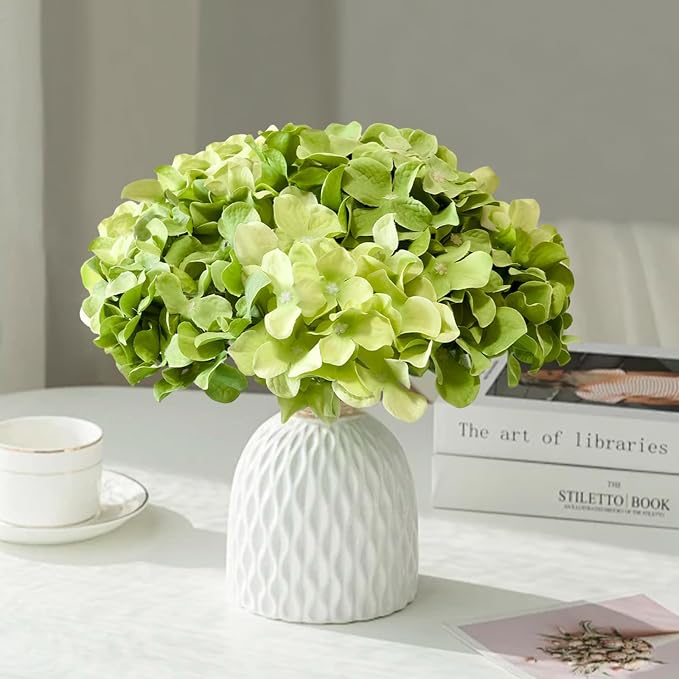 65Pcs Mixed Green Hydrangea Artificial Flowers Bulk，Realistic Silk Fake Flowers - Image 5