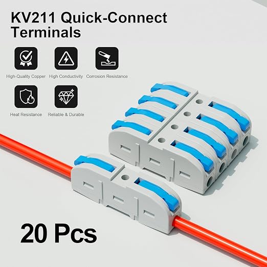 20Pcs Lever Wire Connectors, 1 Conductor | 1 Conductor Splicing Compact - Image 2