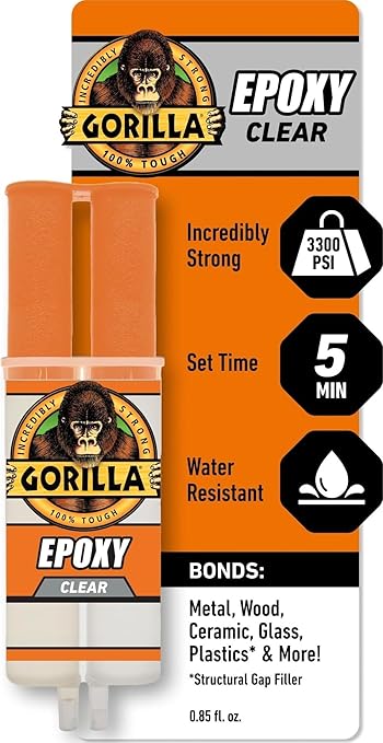 Gorilla 2 Part Epoxy, Incredibly Strong Bonding, 5 Minute Set, 0.85 oz | Water by Gorilla