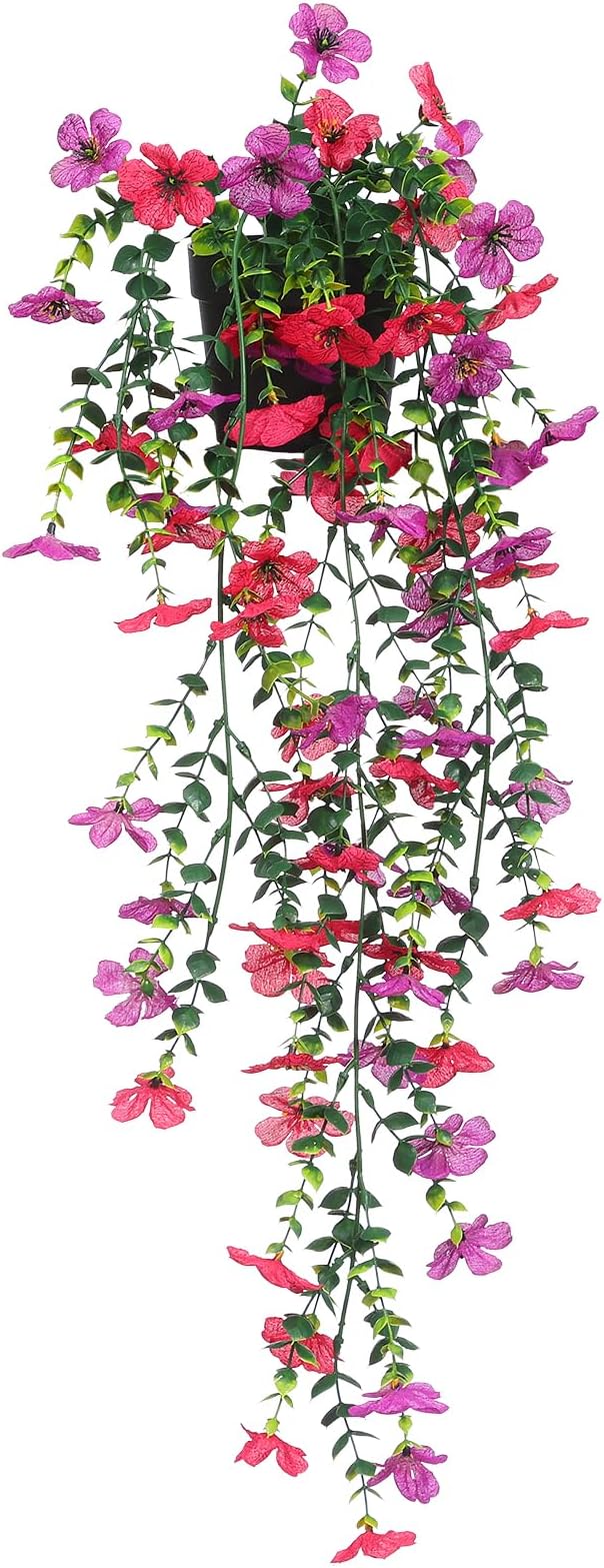 Fake Plants Hanging Artificial Potted Faux Eucalyptus Plants and Flowers | by FAVOWREATH
