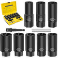 10PCS Deep Lug Nut Remover Heavy Duty, 1/2" Drive Impact Wheel Lock Removal Kit by Topec