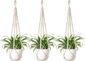 Mkono Macrame Plant Hanger Indoor 35 Inch Hanging Planter Basket Ivory 3Pcs | by Mkono