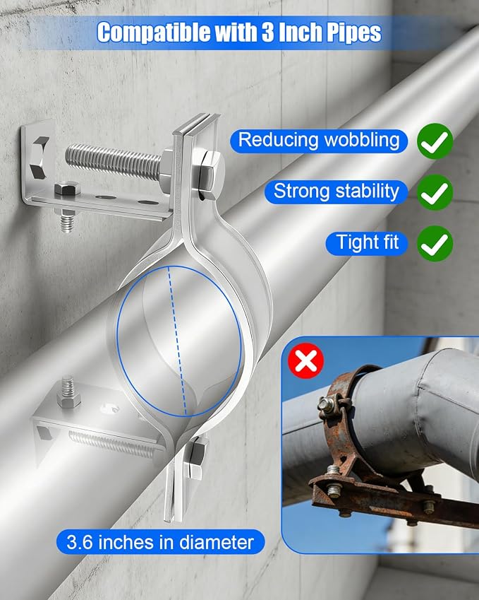10" Adjustable Pipe Bracket, Split Ring Stove Hanger Chimney Pipe Holder | B - Image 3