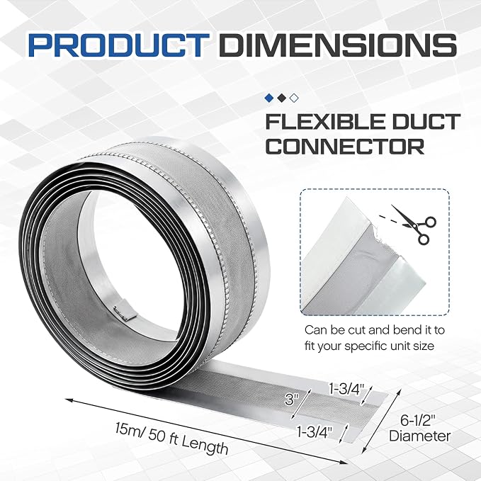 Zonon 6-1/2 x 50 ft Silicone Flexible Duct Connector Canvas Duct Connector Roll - Image 2