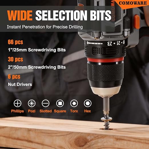 COMOWARE Drill Bit Set, Screwdriver Drill Bits Set Combo Kit - Image 4