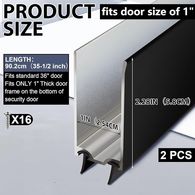 Pushglossy 2 Pack 1" x 35.5" Storm Door Sweep Replacement Bottom Sweep Aluminum - Image 2