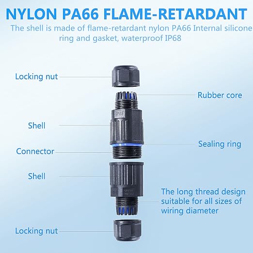 5PCS IP68 Waterproof Junction Box, Outdoor 2 Way Electrical Cable Connector - Image 3