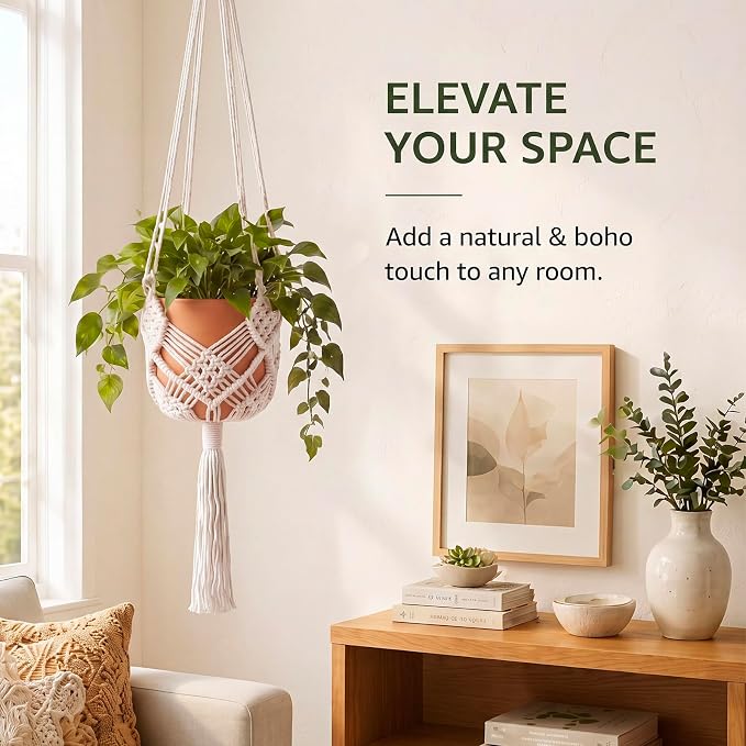 Shappy 2 Pack Boho Macrame Plant Hanger - Image 4