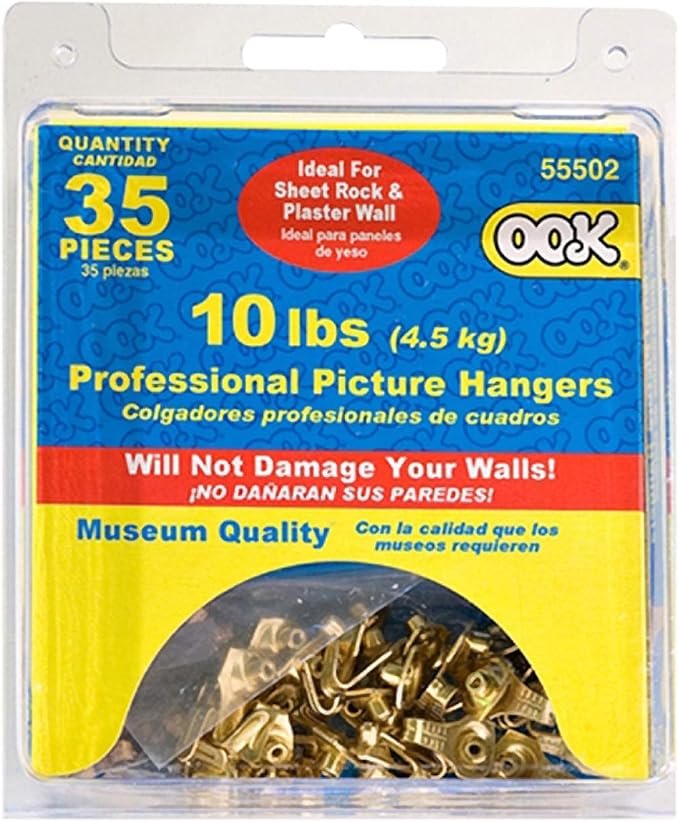 OOK Picture Hangers, 10lb Capacity, 35 Pack, Brass Finish | Heavy duty steel - Image 3