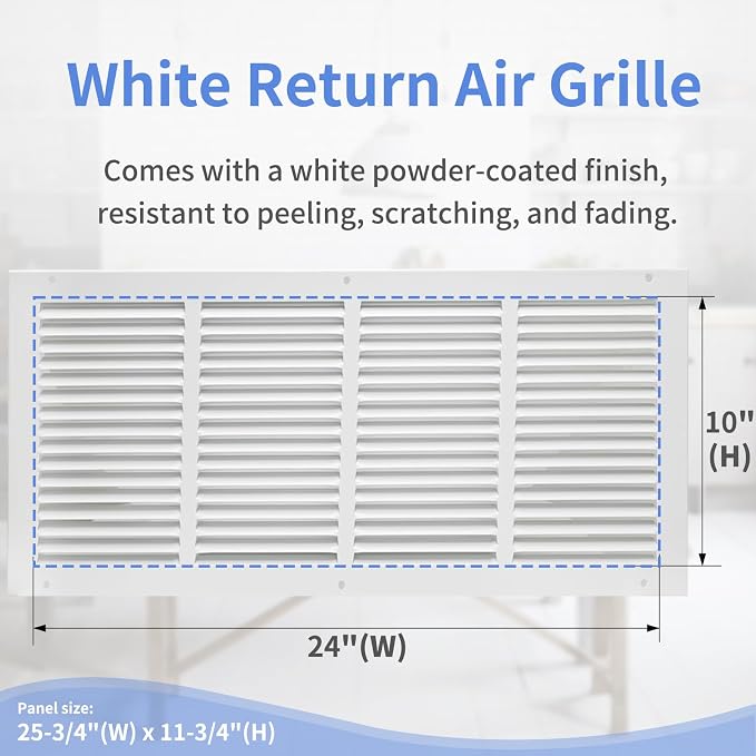 Howeall 24"W x 10"H Steel Return Air Grille, Air Return Vent Cover - Image 3