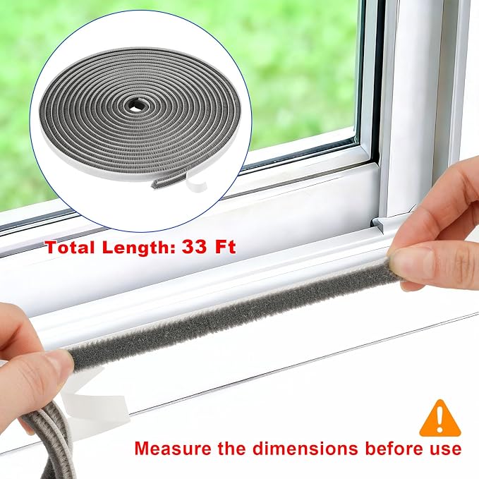33 Ft Weather Stripping Door Seal, Self-Adhesive Door Insulation Strip | Window - Image 3