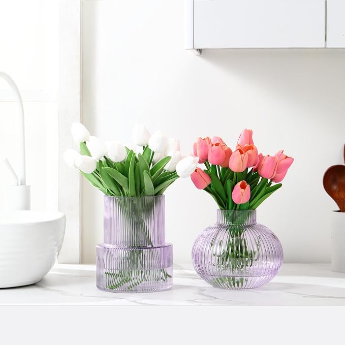 Ribbed Glass Vases, Modern Vase - Image 3