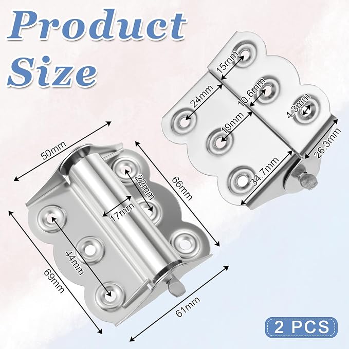 2 Pcs Spring Loaded Hinges Stainless Steel Self Closing Screen Door Hinges 2.4 - Image 2