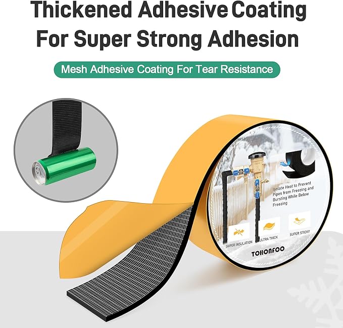 TOHONFOO Outdoor Pipe Insulation Tapes, Foam Pipe Heat Tape, insulation foam - Image 2