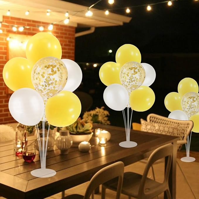 ZJDHPTY 4Set Yellow and White Balloon Stand Table Centerpiece Party Decor | - Image 7