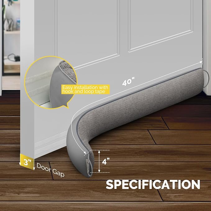 fowong Weighted Door Draft Stopper 40", Long Under Door Noise Stopper, Dust & - Image 2