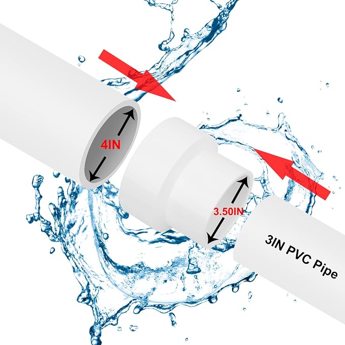 4.5" x 3.5" PVC DWV Reducer Coupling Adapter Schedule 40 PVC DWV Slip Reducing - Image 3