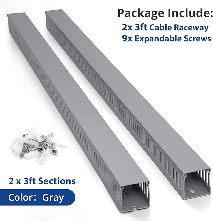 ZhiYo 2"H x 2"W Cable Raceway, 6ft Under Desk Wire Management Channel, 2 Pack - Image 5