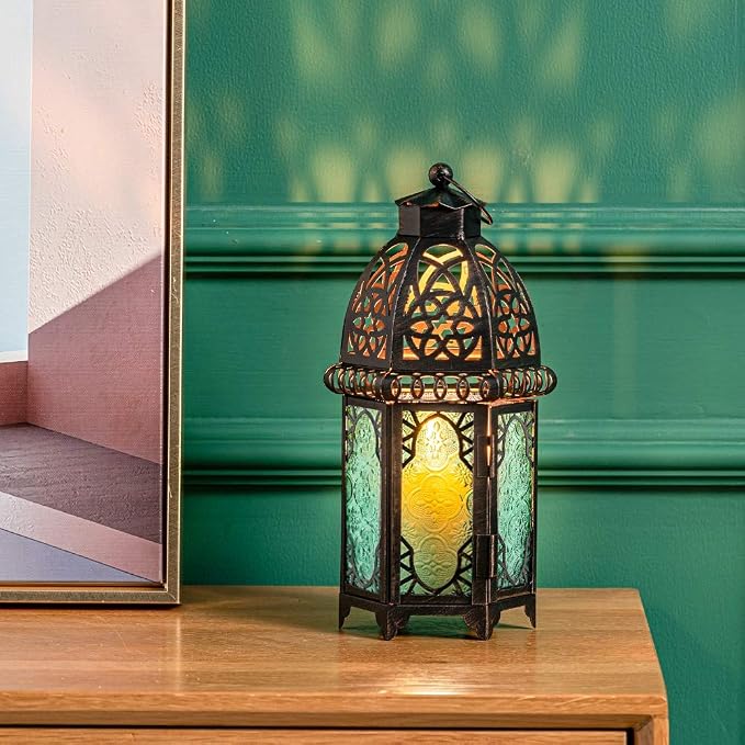NEEDOMO Hanging Moroccan Lantern, 12.8'' Vintage Candle Holder, Metal Lanterns - Image 7
