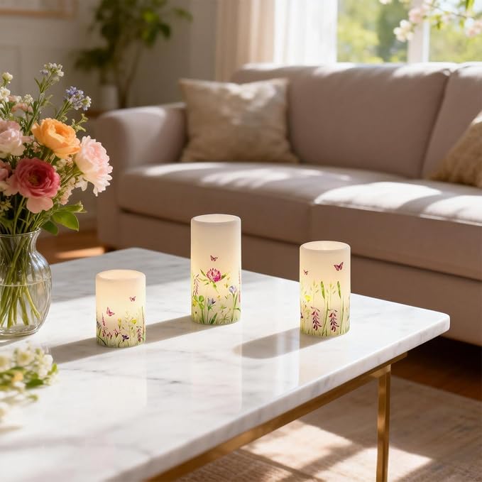 Butterfly Flameless Pillar Candles Battery Operated - Image 4