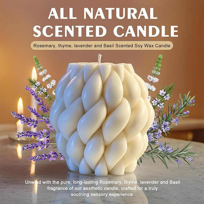 Knot Ball Candle Handmade Pillar Scented Decorative Candle, or shelf - Image 4
