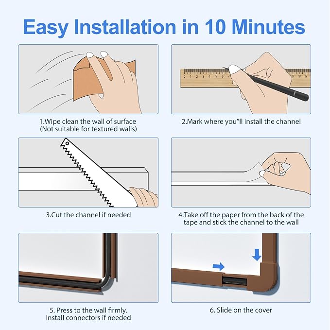 Yecaye Cord Hider, 113in One-Cord Cable Raceways, W0.59in H0.4in, Easy Install - Image 7
