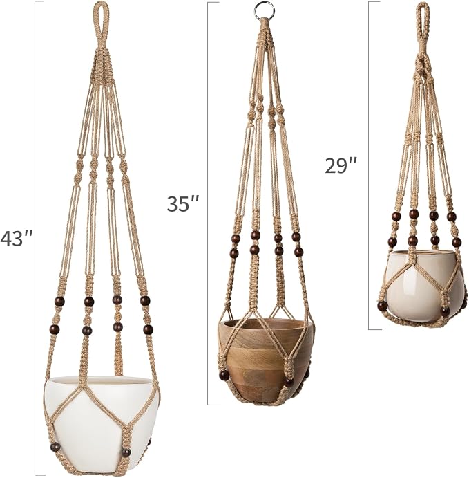 Mkono 3 Pack Macrame Plant Hangers Hanging Planters - Image 2