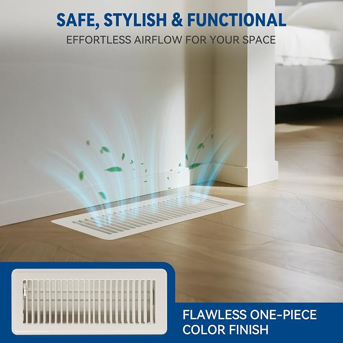 4" x 12" Floor Register Vent Covers 6-Pack, Cream White - Image 3