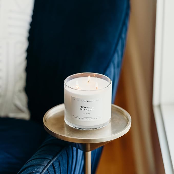 Cedar & Tobacco 3 Wick Scented Candle - Image 8