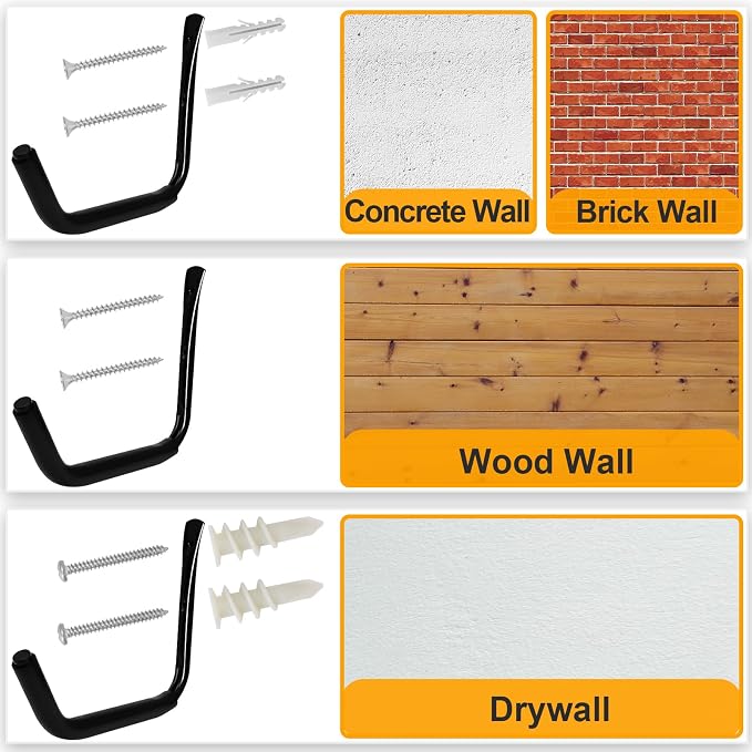 Heavy Duty Garage Storage Hooks, 100 LB Wall Mount Kayak Rack - Image 8