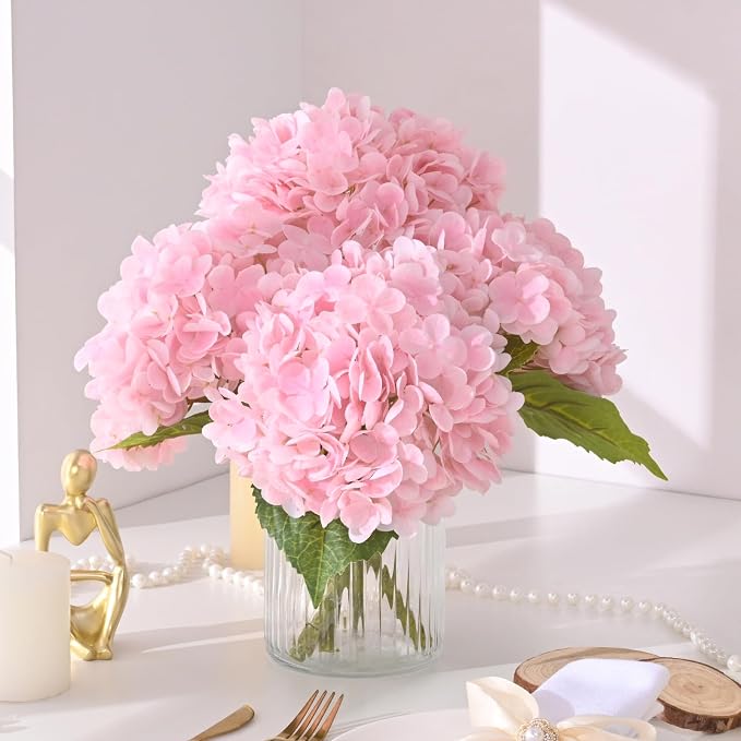 3Pcs 21in Latex Real Touch Hydrangea Artificial Flowers | Lifelike Large - Image 9