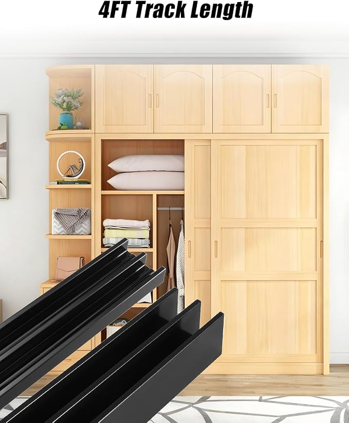 4 Sets 4FT Plastic Sliding Door Track Set Fit - Image 4
