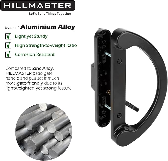 HILLMASTER Patio Sliding Glass Door Handle Replacement Set, Mortise Style - Image 2