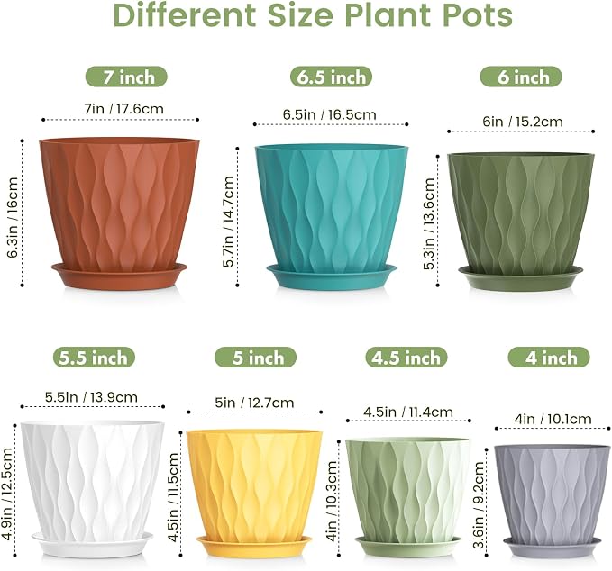 Meowell 7/6.5/6/5.5/5/4.5/4 inch Plant Pots - Image 2
