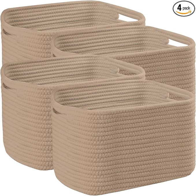 4 Pack Large Storage Baskets for Organizing, and Clothes, Cotton Rope Basket by Unknown