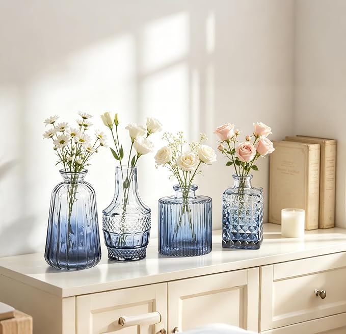 Fixwal 36 Blue Bud Vases Glass Bud Vase Set of 36, Small Vases - Image 4
