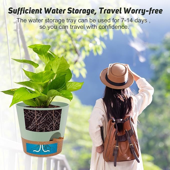 YNNICO 10-Inch Plant Pots, Self-Watering Planters - Image 6