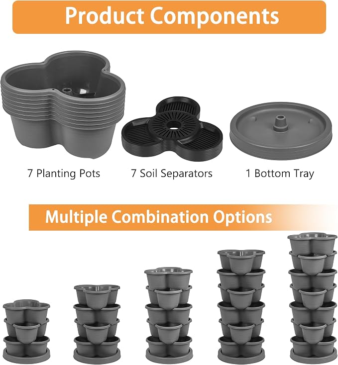 VECELO 7 Tier Vertical Garden Planter, Self Watering Stackable Planters - Image 8