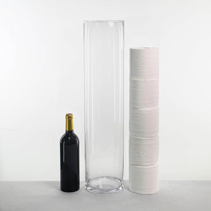 CYS EXCEL Cylinder Clear Glass Vase | Multiple Size Choices Glass Flower Vase - Image 3