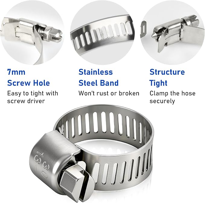 Hose Clamp 3/4 Inch, 10 Pack Stainless Steel Hose Clamps - Image 3